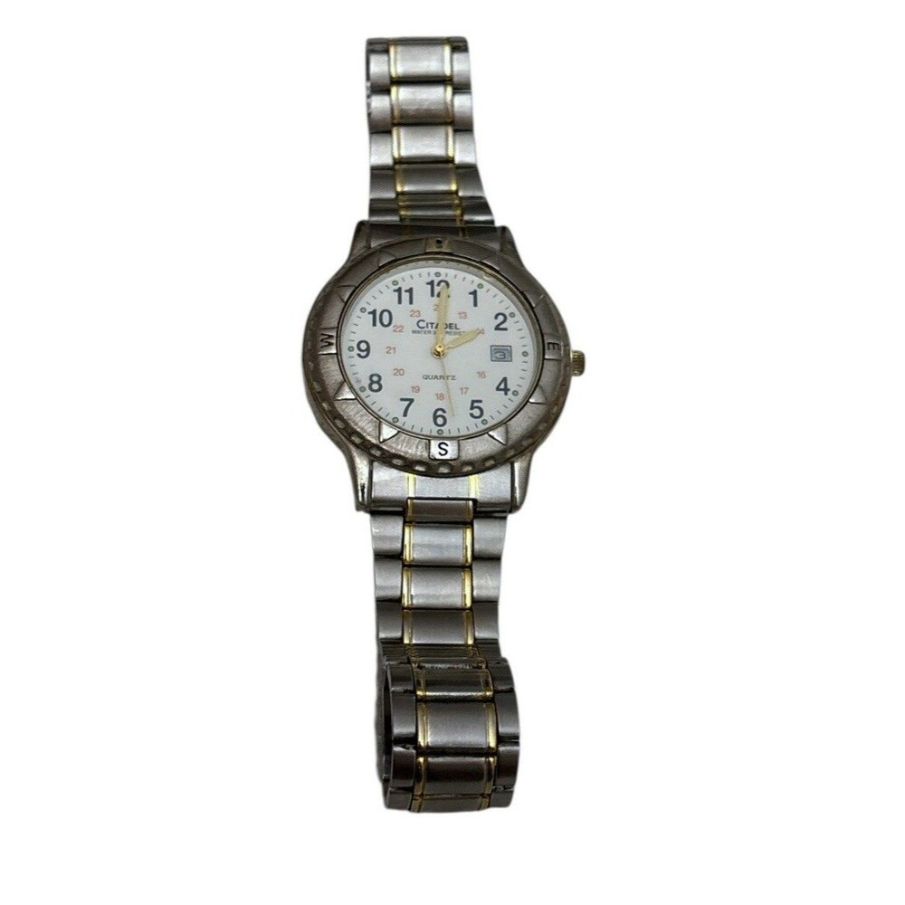 Vintage Citadel Mens Watch Two Tone Gold Silver Quartz Japan Movt Water Resist